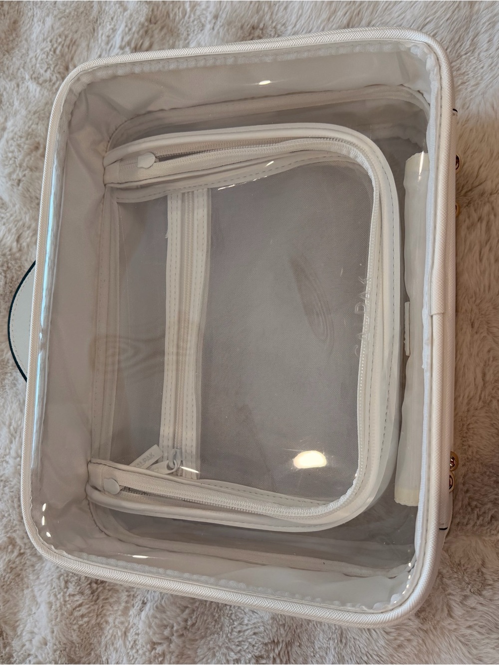 Calpak Clear and White Cosmetic Travel Organizer size Large